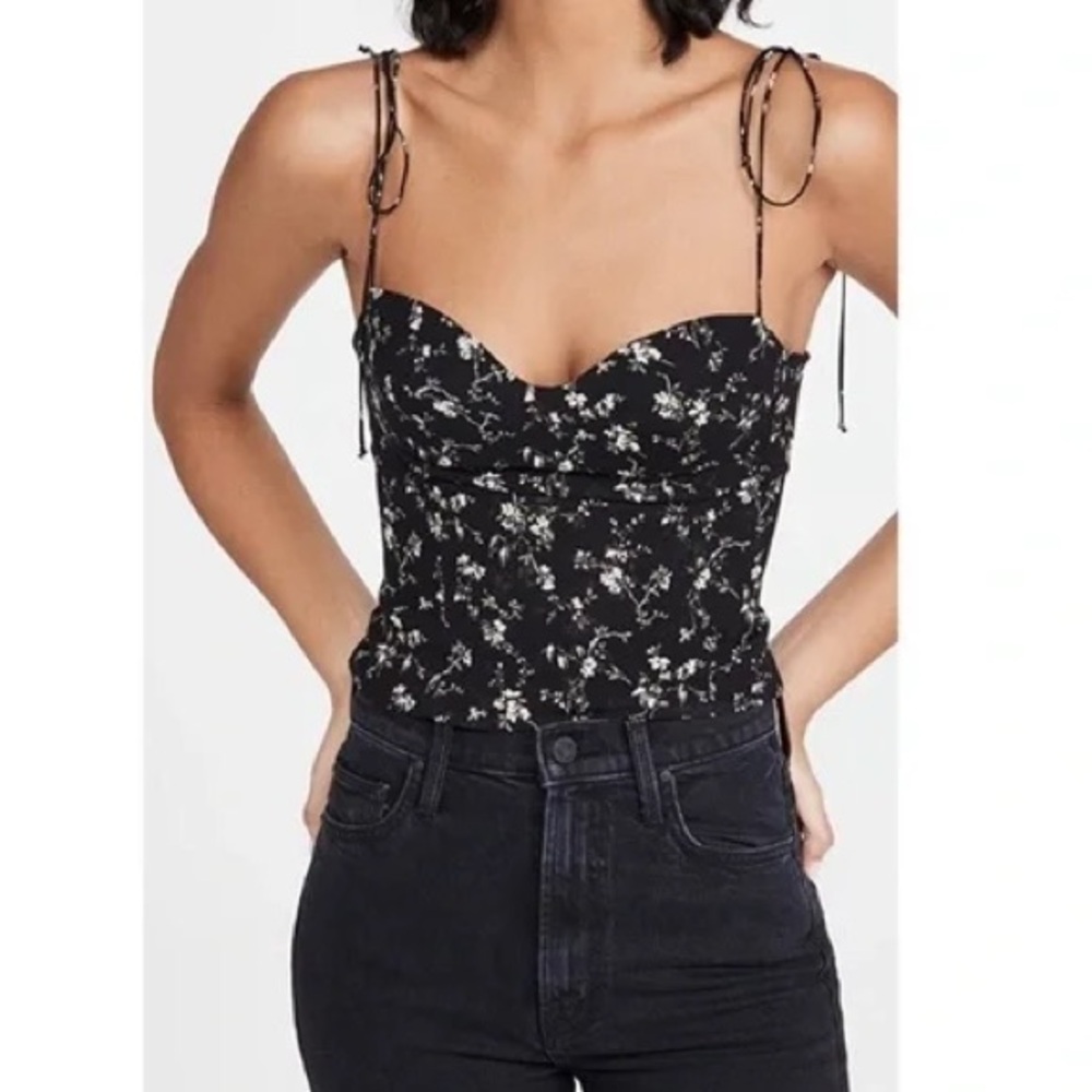 Reformation Liza Black Floral Camisole
